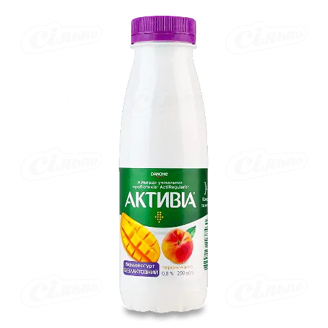 Біфідойогурт Активіа Персик манго безлактозний 0,8%, 290г