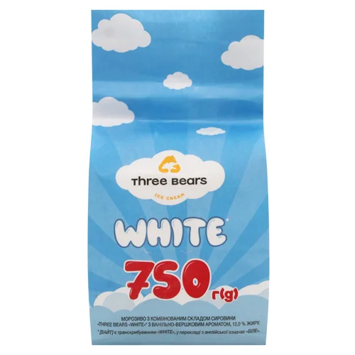 Морозиво Три Ведмеді White аромат ваніль-вершки 750г