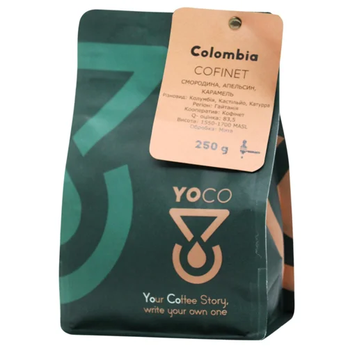 Кава Yoco Colombia Cofinet Gaitania еспресо в зернах 250г