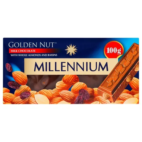 Шоколад молочний «Millennium Golden Nut» мигдаль та родзинки 100г