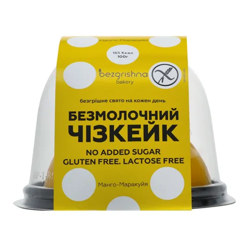 Чізкейк безмолочний «Манго-маракуйя» Bezgrishna bakery, 300г
