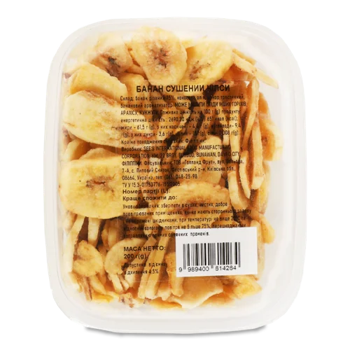 Банан сушений чипси с/в, п/у, 200г