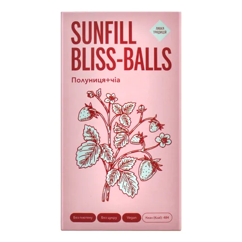 Цукерки Полуниця+чіа Bliss-balls SunFill к/у 135г