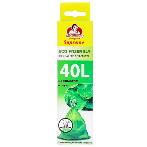 Пакети для сміття Помічниця Eco Friendly з ароматом м'яти 40л 12шт