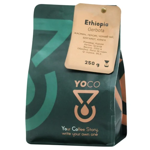 Кава Yoco Ethiopia Gerbota моносорт в зернах 250г