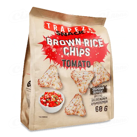 Чіпси Trapeza рисові зі смаком томатів, 60г