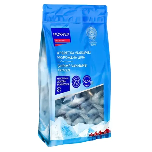 Креветка Norven Vannamei заморожена ціла глазурована 600г