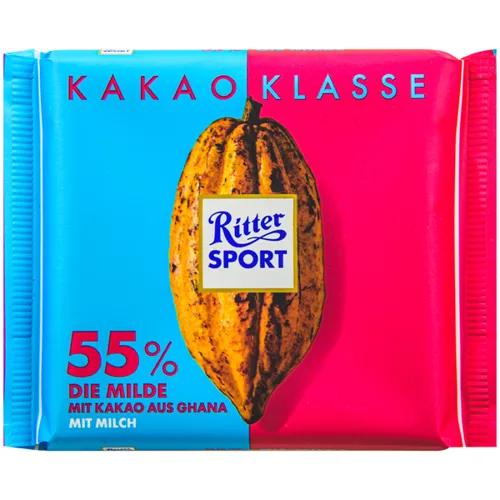Шоколад Ritter Sport Гана молочний 55%, 100г