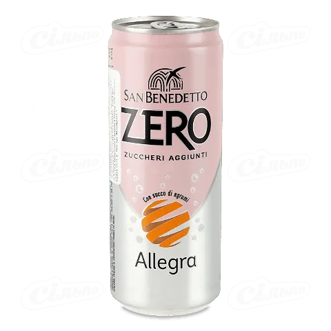 Напій San Benedetto Zero Allegra газований безалкогольний у залізній банці, 0,33л