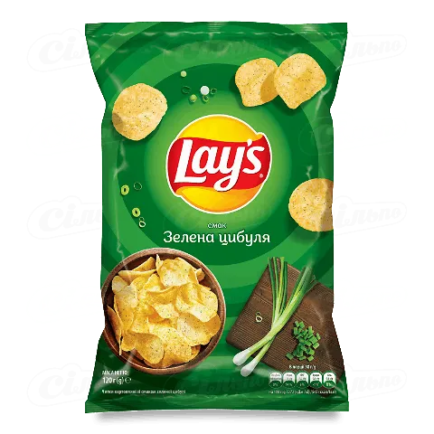 Чіпси картопляні Lay's зі смаком зеленої цибулі, 120г