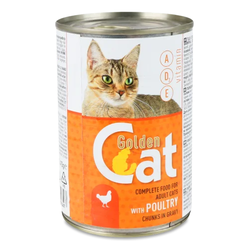 Вологий Корм Для Котів З Куркою В Собі Соусі Golden Cat З/б 415г