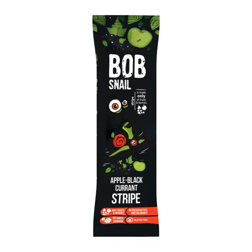 Цукерка фруктово-ягідна Яблучно-чорносмородиновий страйп Bob Snail м/у 14г