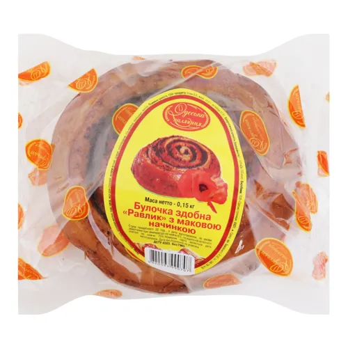 Булочка здобна з маковою начинкою Равлик Одеська паляниця м/у 0.15кг