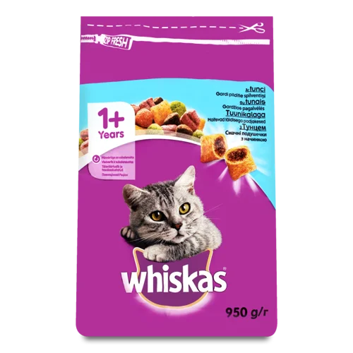 Корм сухий для дорослих котів з тунцем Whiskas, в/ґ, к/у, 950г