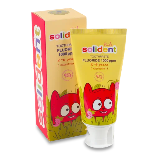 Зубна Паста для Дітей 2-6 років Малина Kids Solident, 50 мл