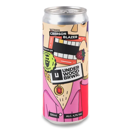 Пиво Світле Нефільтроване Непастеризоване Crimson Blazer Underwood Brewery, 0.33л, 4.1% з/б