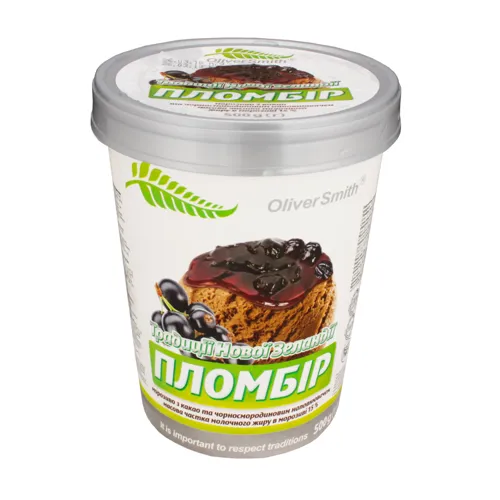 Морозиво 15% пломбір з какао та чорносмородиновим наповнювачем Традиції Нової Зеландії Oliver Smith відро 500г