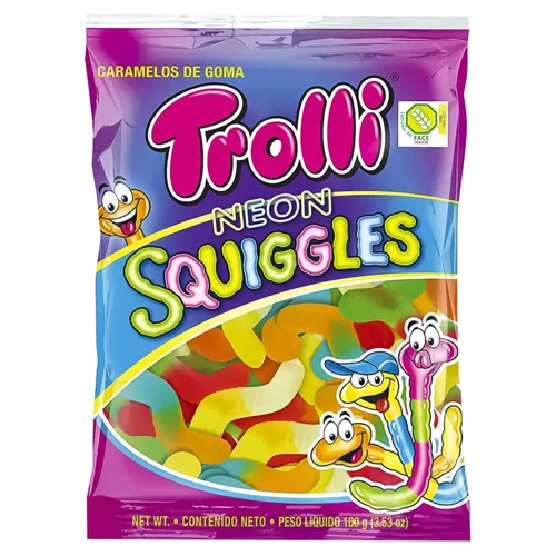 Цукерки Trolli Черв’ячки Неонові жувальні 100г