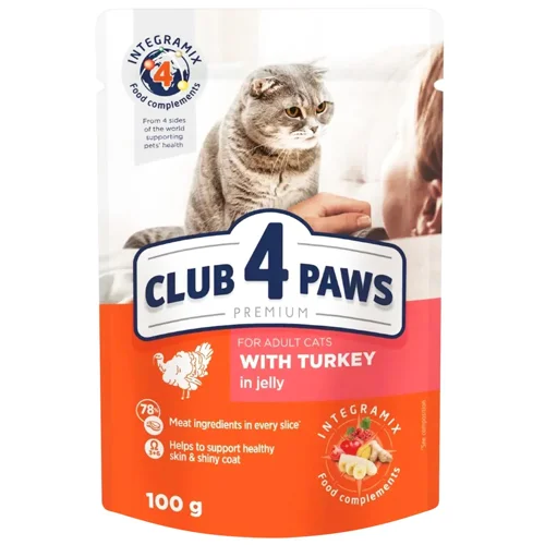Корм вологий Club 4 Paws Premium з індичкою для котів 100г