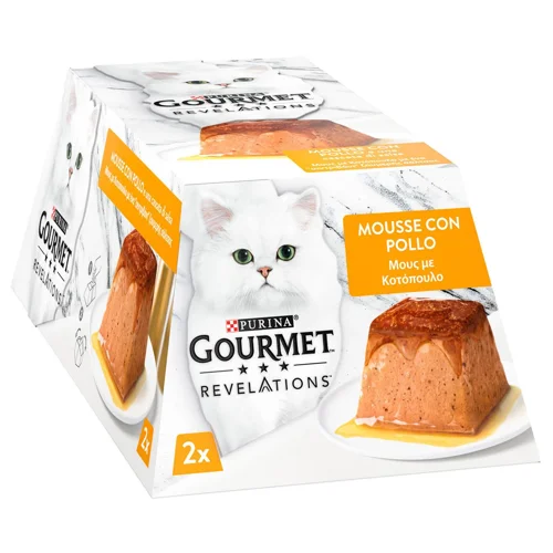 Корм вологий Gourmet Revelations Мус з куркою та підливкою для дорослих котів 57г х 2шт