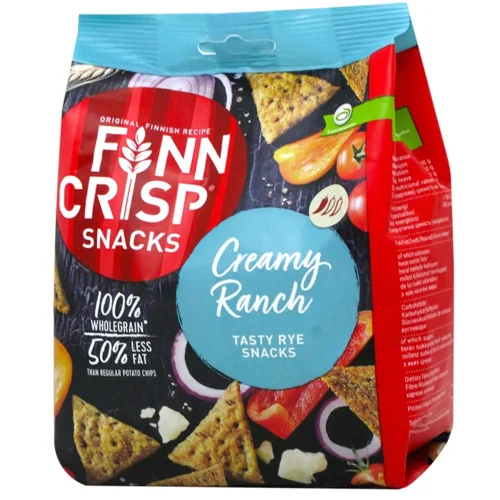 Снек Finn Crisp із цільнозернового борошна зі смаком сиру, цибулі, перцю та помідорів 150г