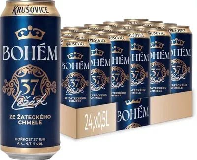 Упаковка пива Krusovice Bohem PL 11 світле фільтроване 4.7% 0.5 л x 24 шт