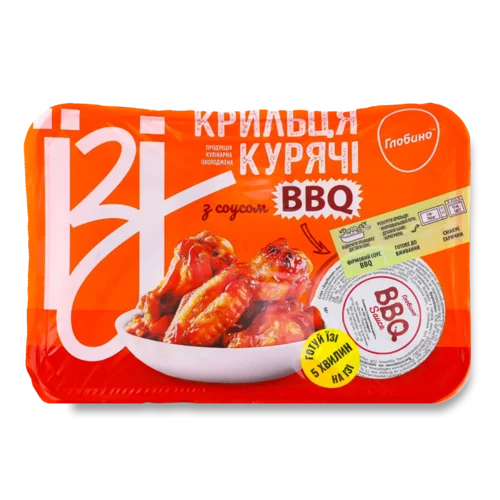 Крильця курячі Глобино Їзі запеч з соусом BBQ охол