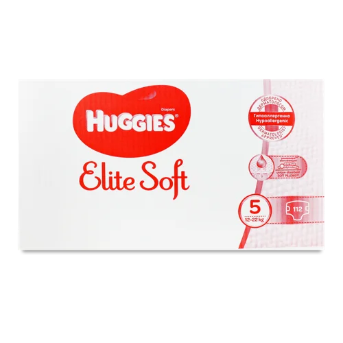 Підгузки Дитячі 12-22кг 5 Elite Soft Huggies 112шт, в/ґ
