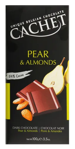 Шоколад Cachet 100г груші та мигдаль