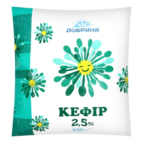 Кефір 2.5% Добриня м'який у упаковці 450г