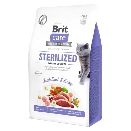 Корм сухий Brit Care Sterilized Weight Control з качкою та індичкою для стерилізованих котів із зайвою вагою 400г