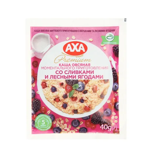 Каша вівсяна миттєвого приготування з вершками та лісовими ягодами Premium Axa м/у 40г