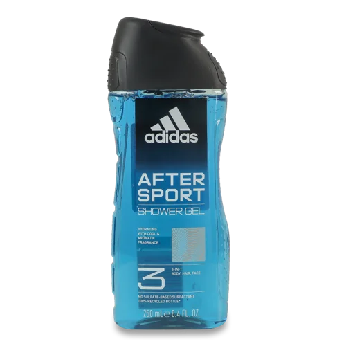Гель для Душу, Шампунь та Засіб для Вмивання 3в1 After Sport Adidas, 250мл