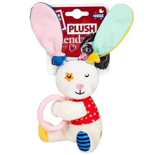 Іграшка для собак GiGwi Plush Зайчик з кільцем та пищалкою 16см