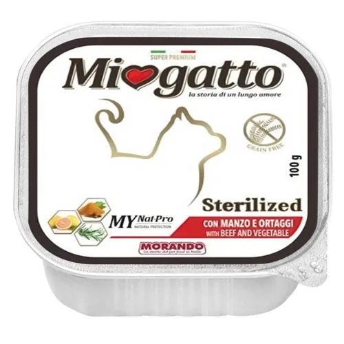 Корм вологий Miogatto з яловичиною для стерилізованих котів 100г