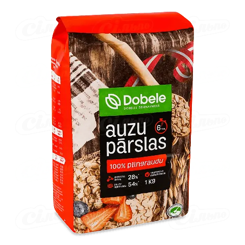 Пластівці вівсяні Dobele з цільного зерна, великі, 1кг