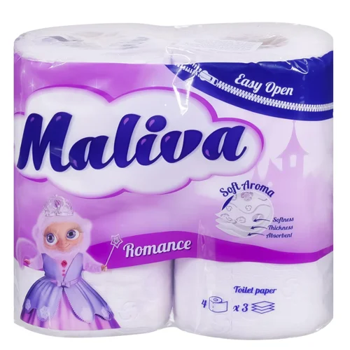 Туалетний папір Maliva Романс 3-шаровий 4шт