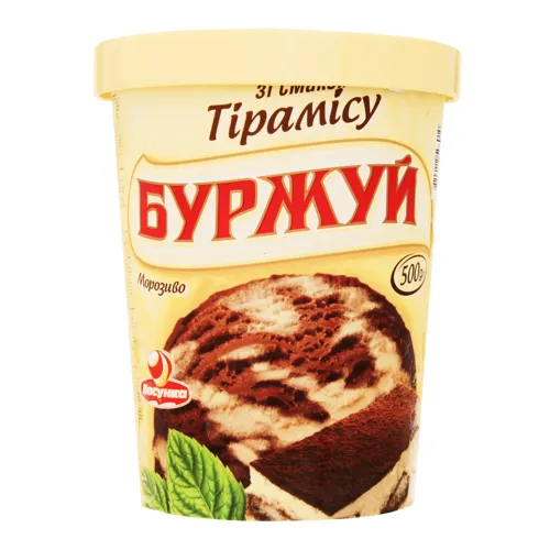 Морозиво 12% з печивом Тірамісу Буржуй Ласунка відро 500г