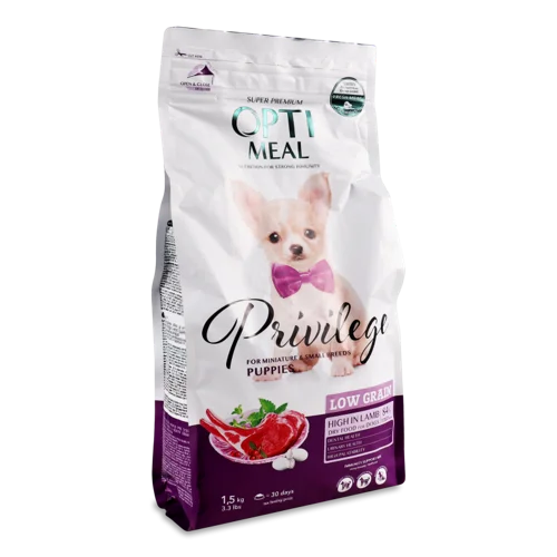 Корм сухий для цуценят ягняти Lamb Puppies Small&Mini Privilege Optimeal, м/у 1.5 кг