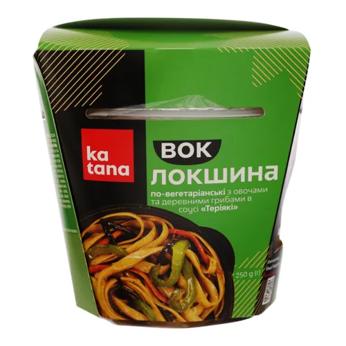 Локшина по-вегетаріанськи з овочами та деревними грибами в соусі Теріякі Вок Katana