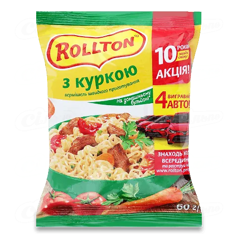 Вермішель Роллтон з куркою швидкого приготування 60г