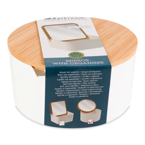 Коробка для косметики з дзеркалом 13х13х7см №101000740 Bathroom Solutions 1шт в асорт