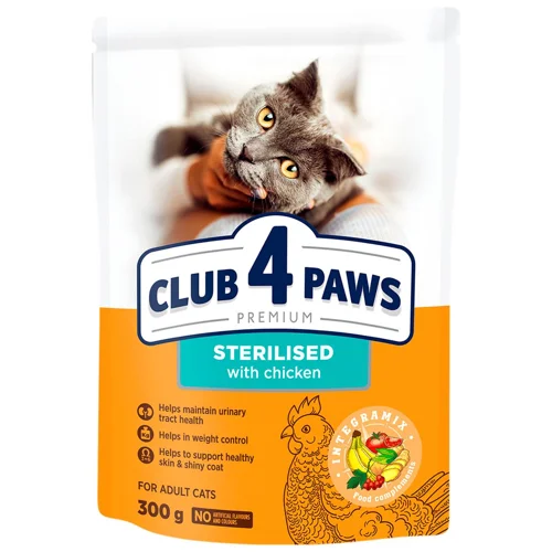 Корм сухий Club 4 Paws Premium з куркою для стерилізованих котів 300г