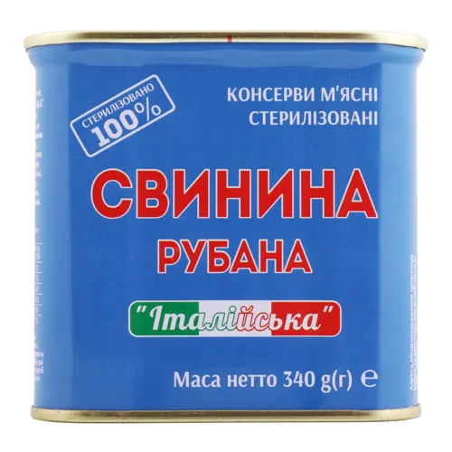 Консерви м'ясні Свинина рубана Італійська Фабрика Здорово з/б 340г