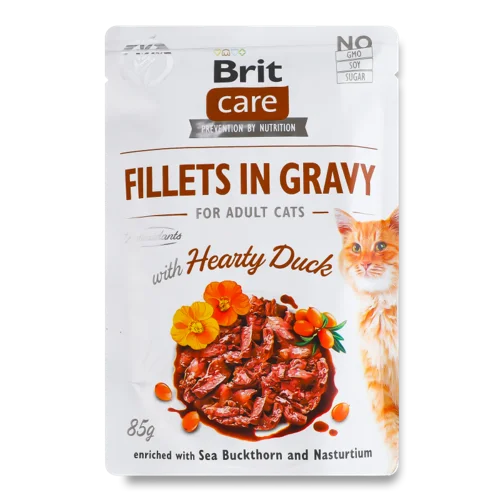 Вологий Корм Для Дорослих Котів Fillets in Gravy з Гускою Care Brit, к/у, 85 г