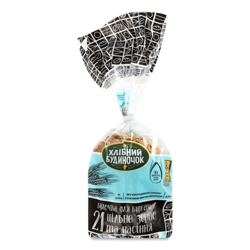 Булочка Для Бургера 21 Цільне Зерно Та Насіння, м/у 0.22кг
