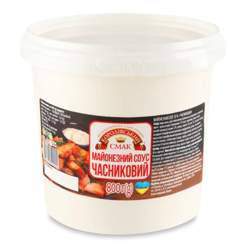 Соус Майонезний Часниковий В/ґ, 30%, Відро 800г