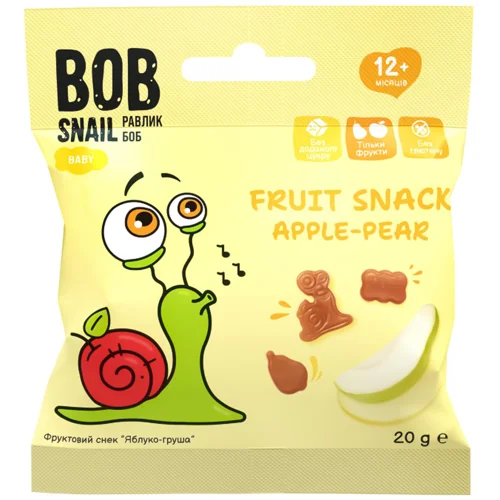 Снек фруктовий Bob Snail яблуко-груша 20г
