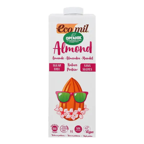 Молоко органічне Ecomil Almond з мигдалю без цукру 1л х6