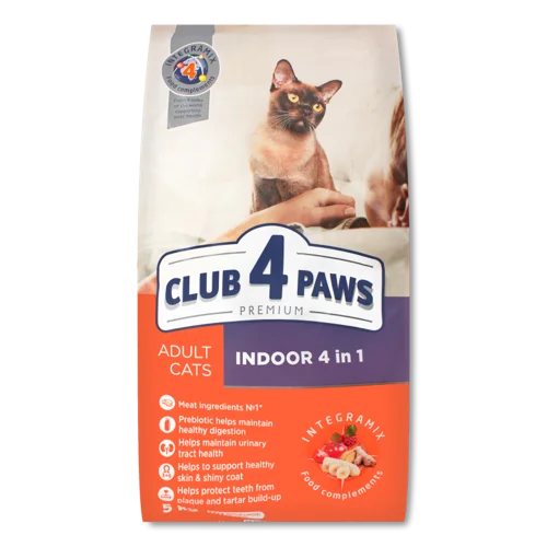 Корм сухий для дорослих котів Premium Indoor 4 in 1 Club 4 Paws, м/у 5 кг